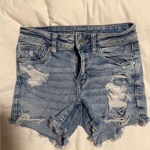 American Eagle Outfitters Blue Distressed Jean Shorts